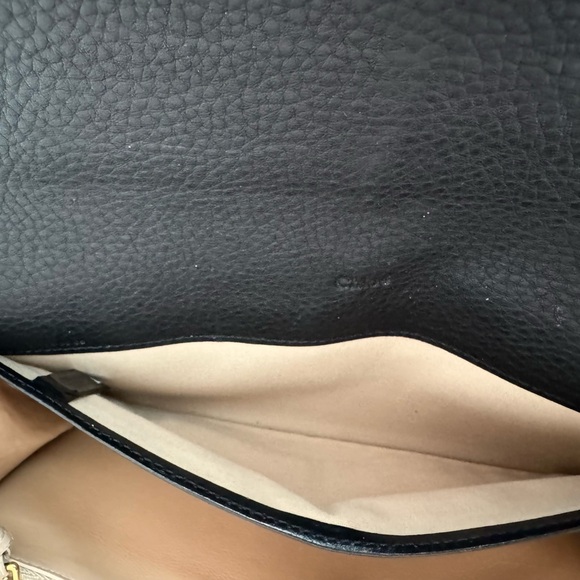 Chloé Black Leather Wallet with Gold Accent